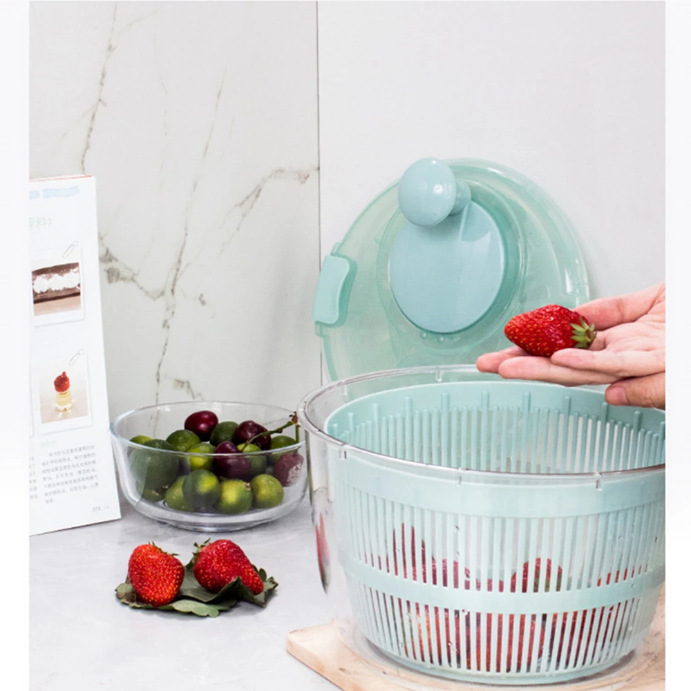 Kitchen Salad Spinner With Bowl, Plastic Vegetable Salad Spinning Dryer  With Safe Rotary Handle, Manual Vegetable Washer Dryer, Fruit Drain Basket, Fruit  Spinning Dehydrator, Lettuce Spinner, Strainer Basket, Kitchen Supplies,  Kitchen Gadgets 