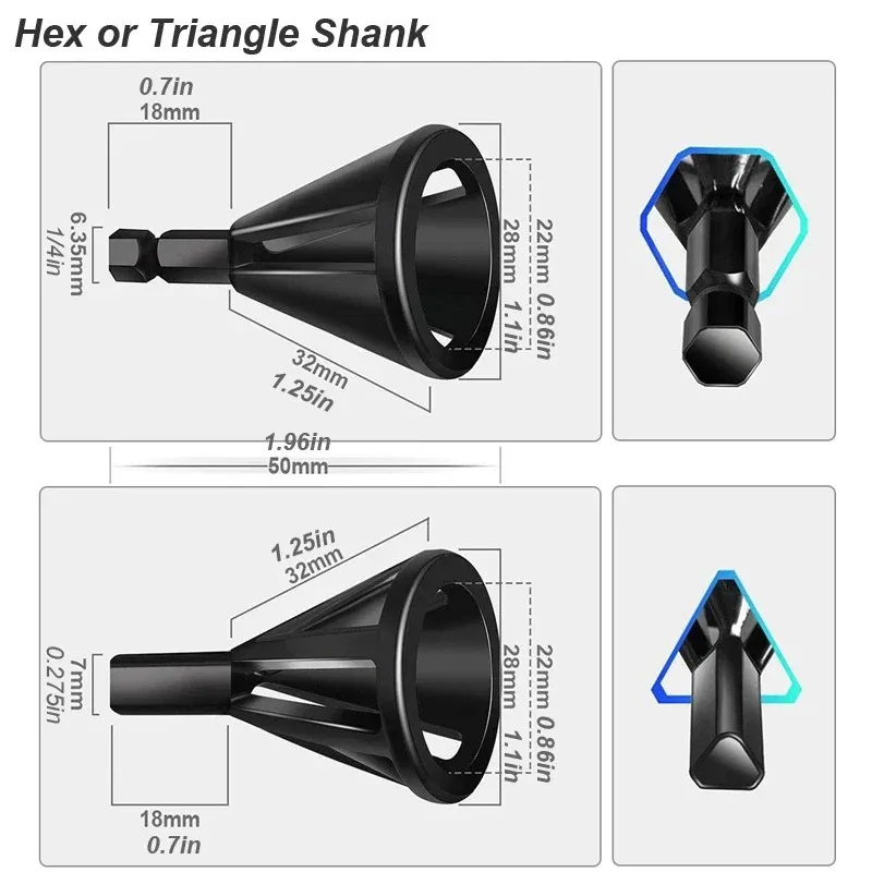 Hex Shank Deburring & Chamfer Tool - Quick Cleanup for Stainless Steel Copper Screw Holes, Professional Burr Removal Drill Bit