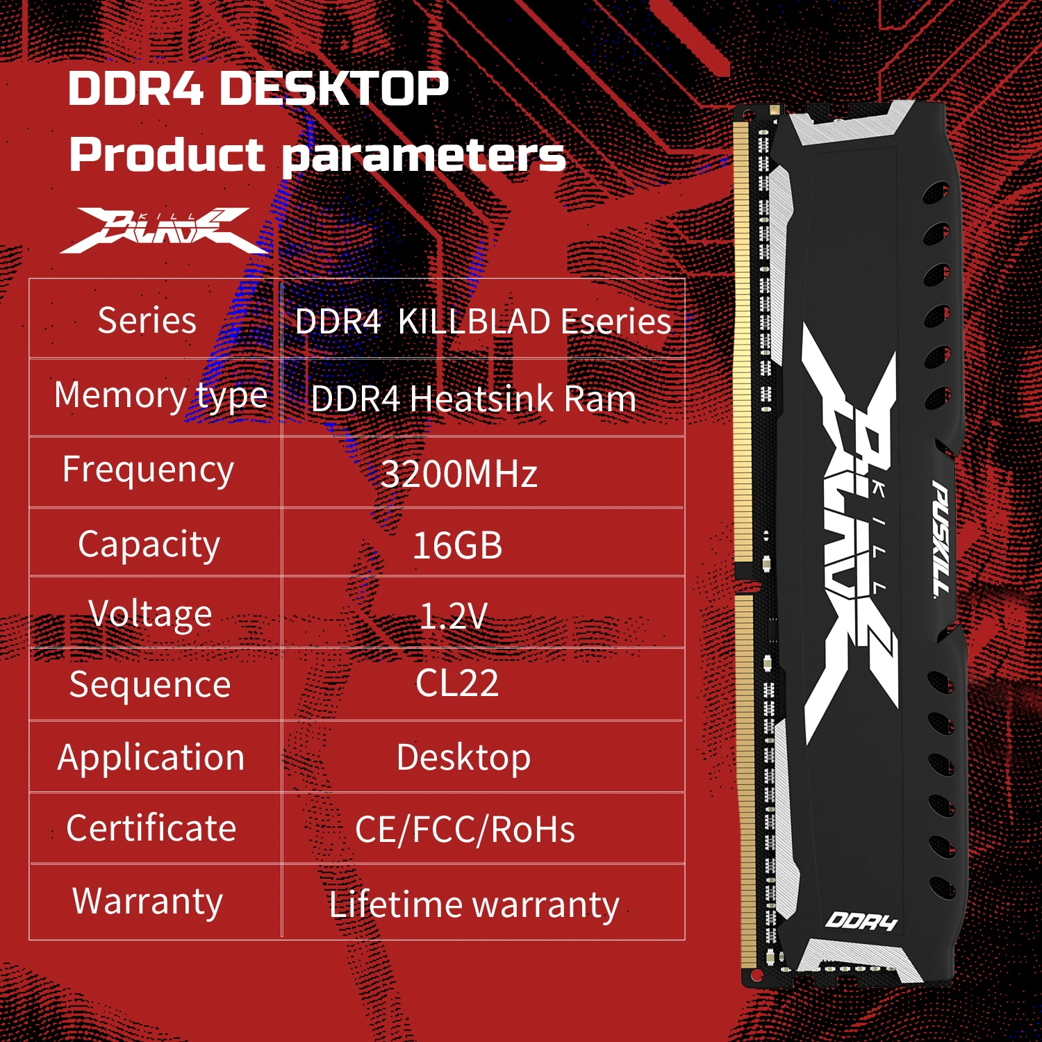 PUSKILL DDR4 Memória RAM 16GB 16GBx2 8GB 8GBx2 1.2V 3200MHz