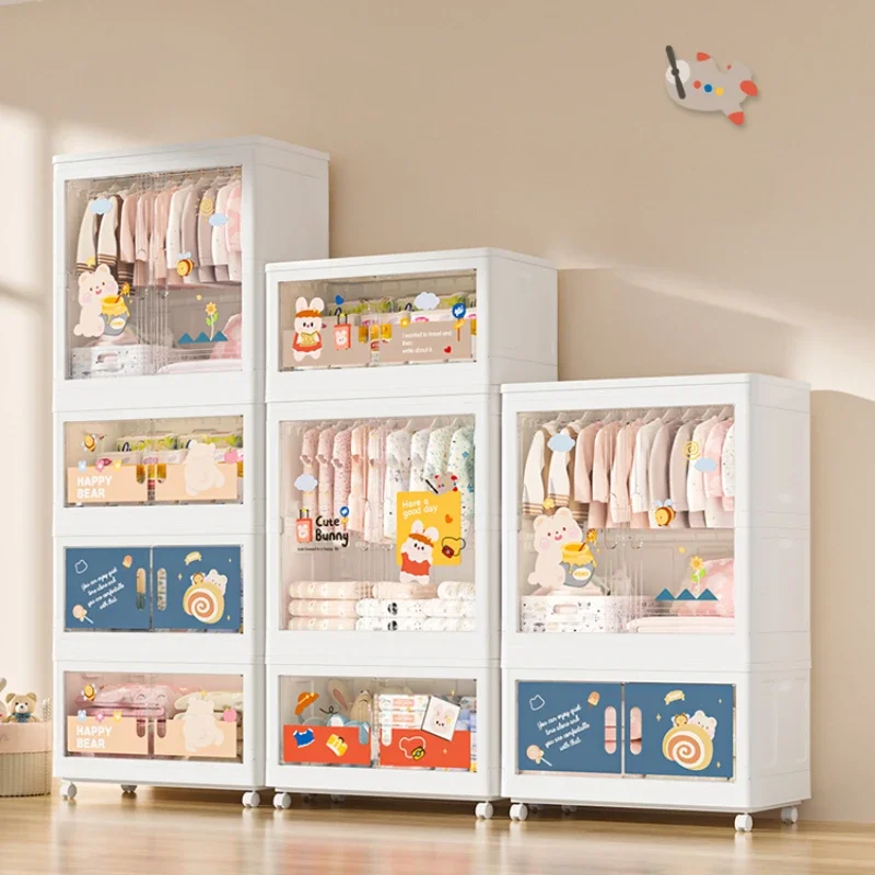 

Plastic Household Children Wardrobes Plastic Bedroom Cabinet Kids Wardrobes Baby Placard Enfant Home Furniture MR50CW