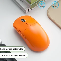 Enhanced Wireless Bluetooth 2.4G Rechargeable Ergonomic Mouse for Office and Gaming Use (Orange)