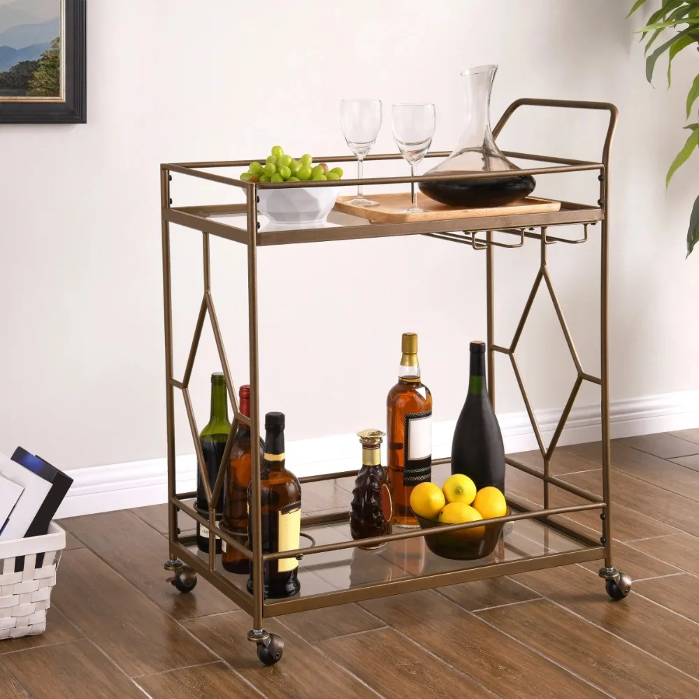

Nicola Metal Bar Cart, Golden Bronze