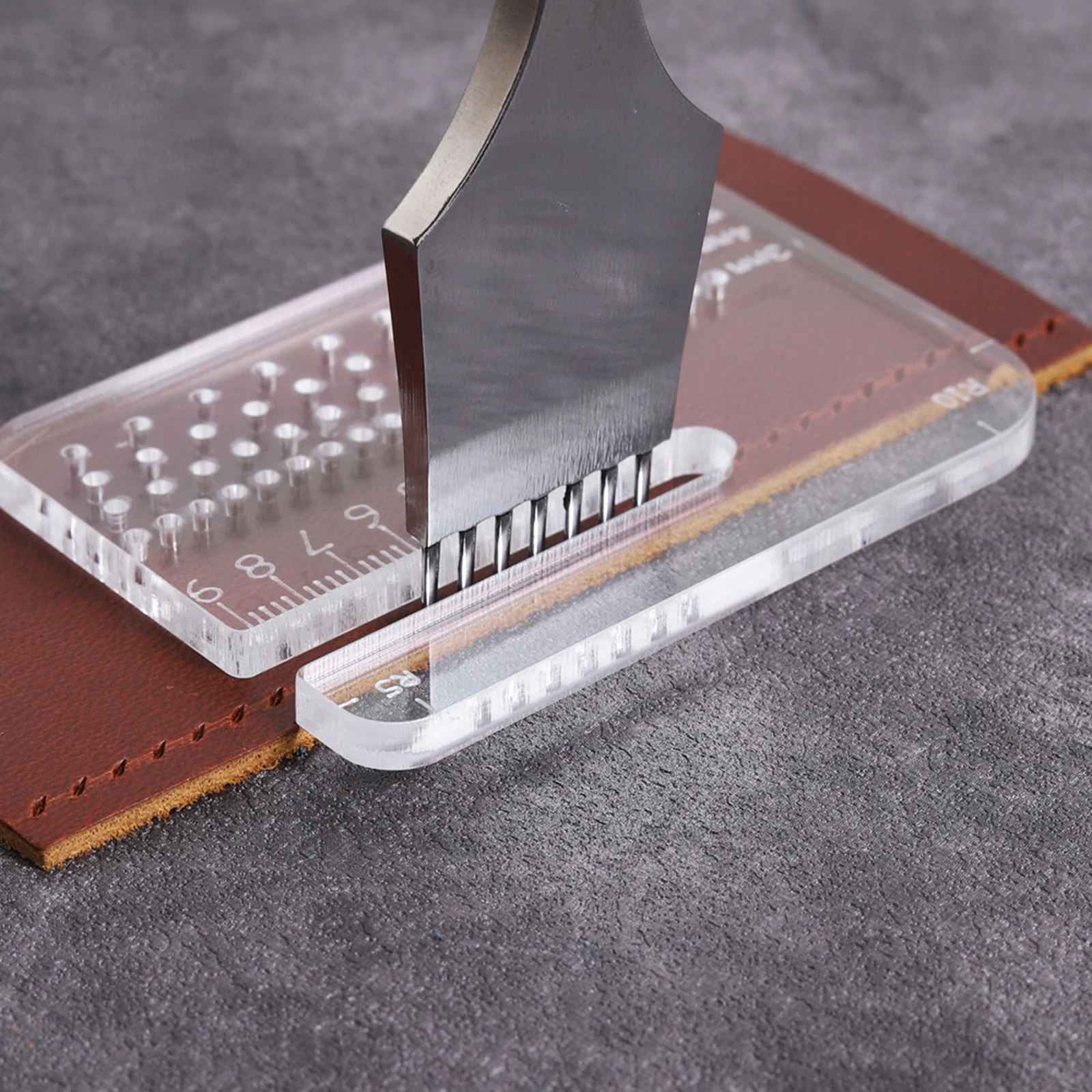 Leather Punching Ruler Auxiliary Rounded Hole Punching Marking Equipment