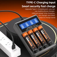 PHOMAX USB LCD Battery Smart Charger 2/4 Slots Dual For 18650 3.7V Rechargeable Lithium Battery For 1.2V NI-MH AA / AAA Battery 6