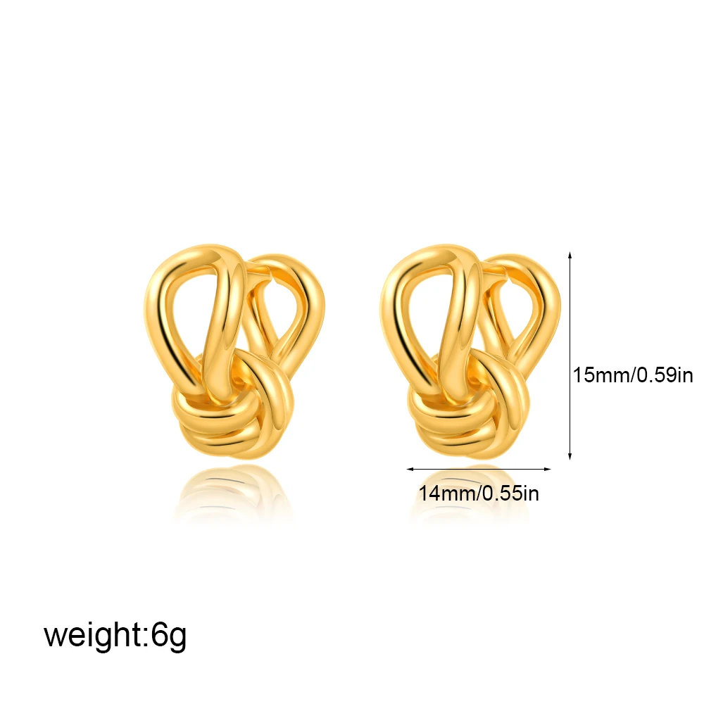 Classics Gold Color Mini Knot Hoop Earrings for Women Girls Stainless Steel Geometric Huggie Ear Buckle Waterproof Jewelry Aros