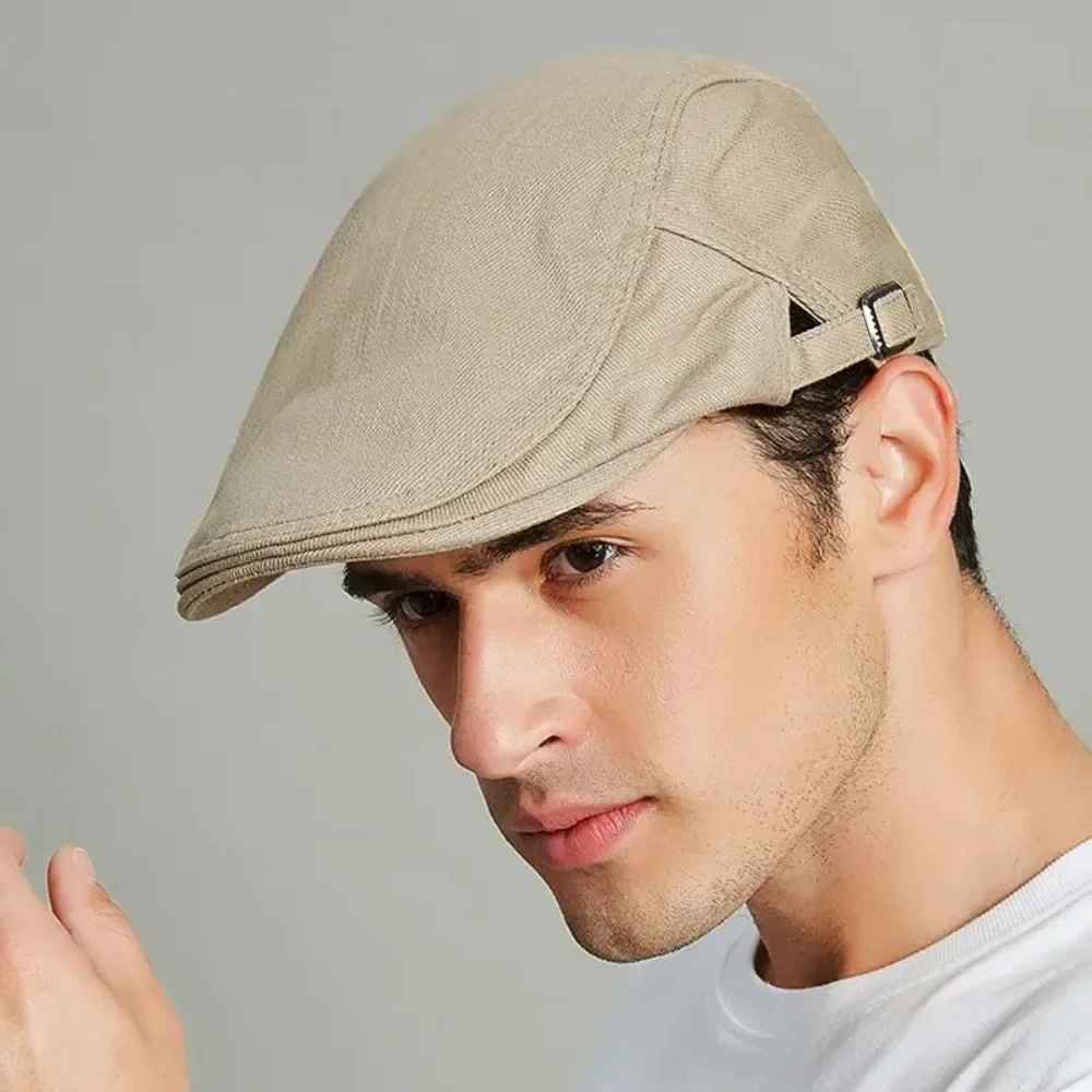 Men's British Ivy Cap Fashion Big Head Men Spring and Summer Leisure Beret Male Solid Cotton Newsboy Hat 55-60cm 모자