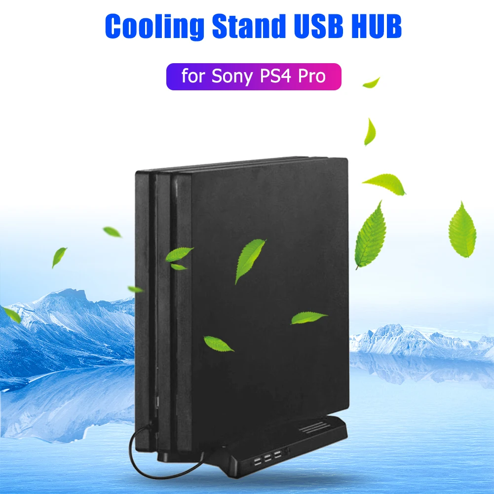 PS4 프로 게임 컨트롤러용 수직 크래들 냉각 베이스, 플레이스테이션 4 용 USB 2.0 허브 베이스, 3000rpm 냉각 팬 2..
