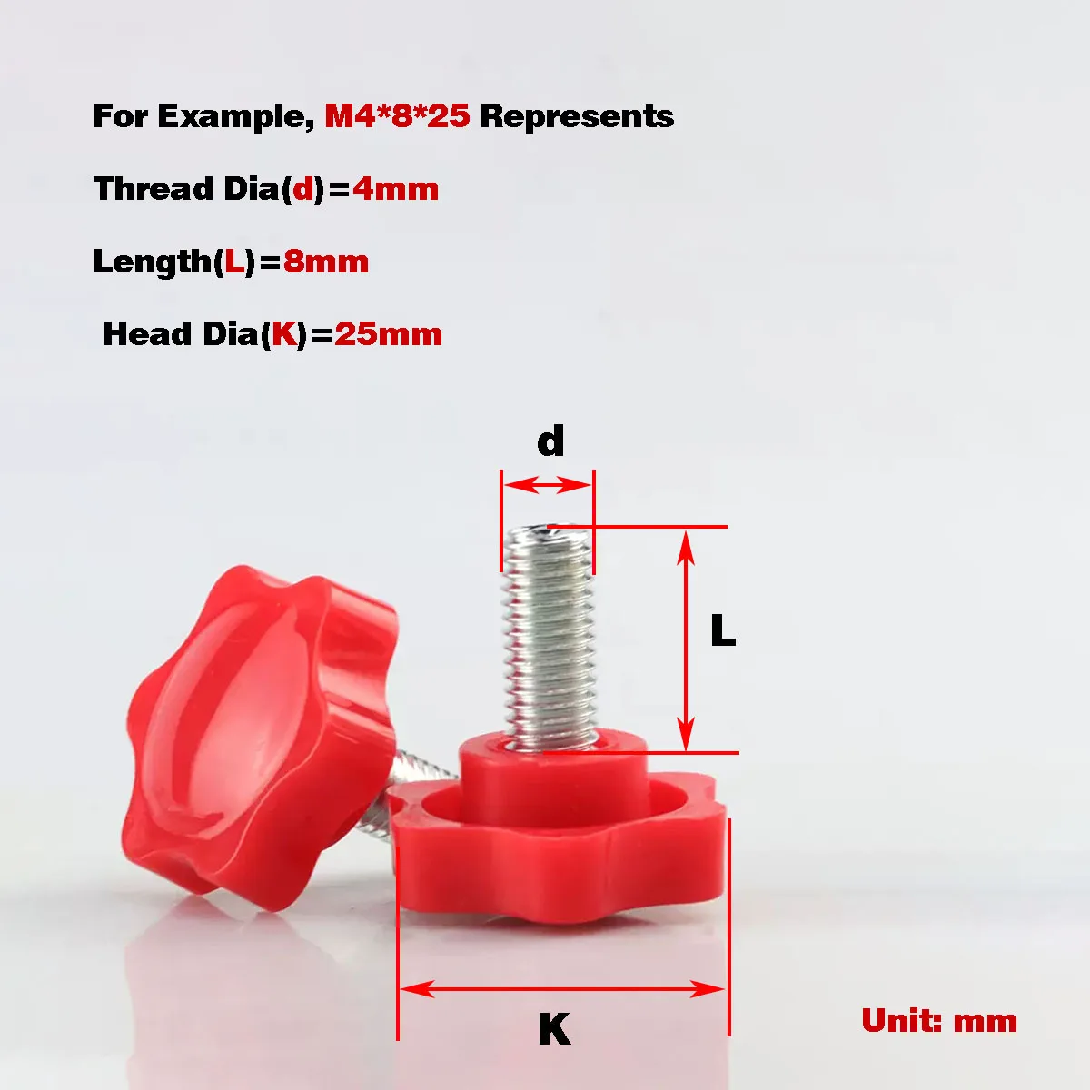

Red Torx Hand Screw/Plastic Head Adjusting Bolts M4-M10