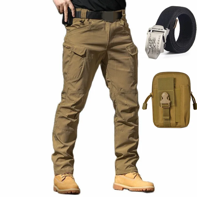 IX7 IX9 Unique Special Forces Fans Overalls Stretch Breathable Tactical Pants Multi Pocket Front Zipper Outdoor Casual Pants