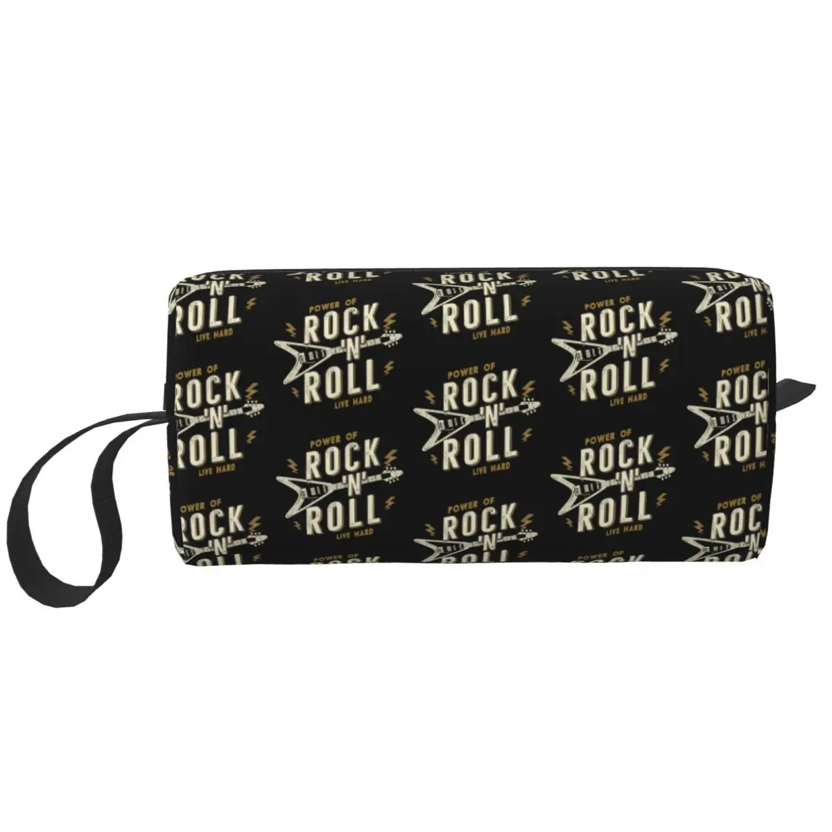 

Cute Power Of Rock N Roll Travel Toiletry Bag Women Heavy Metal Music Makeup Cosmetic Bag Beauty Storage Dopp Kit