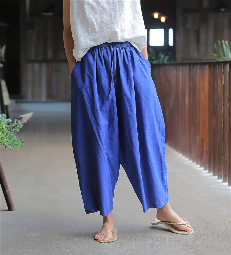 plus size clothing Leg Pants Belt Cotton Linen Solid Color Vintage Trouser Pockets 2022 Summer New Vintage Women Pants FT822 womens clothing