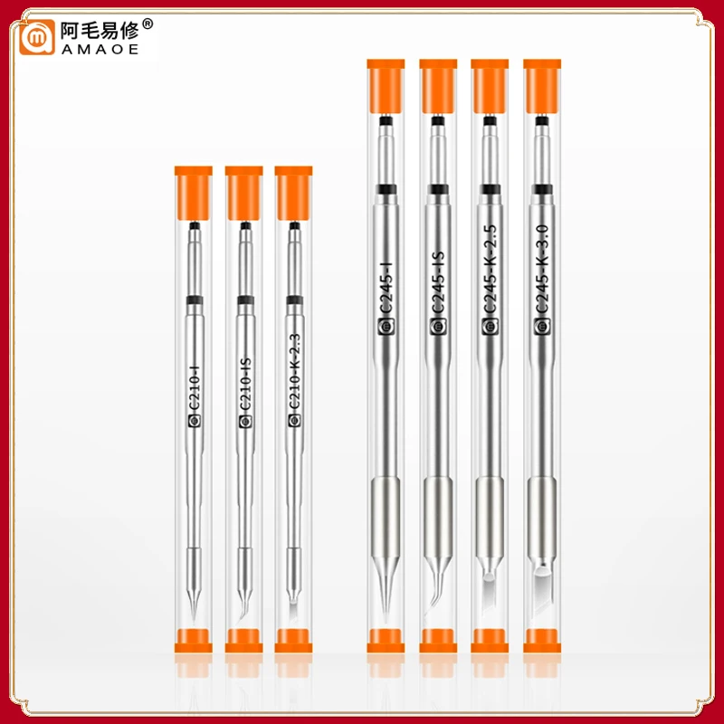 

AMAOE C210 C245 Tips Soldering Iron Welding Tip Head For JBC GVM OSS Aixun T3B T245 T210 Soldering Station