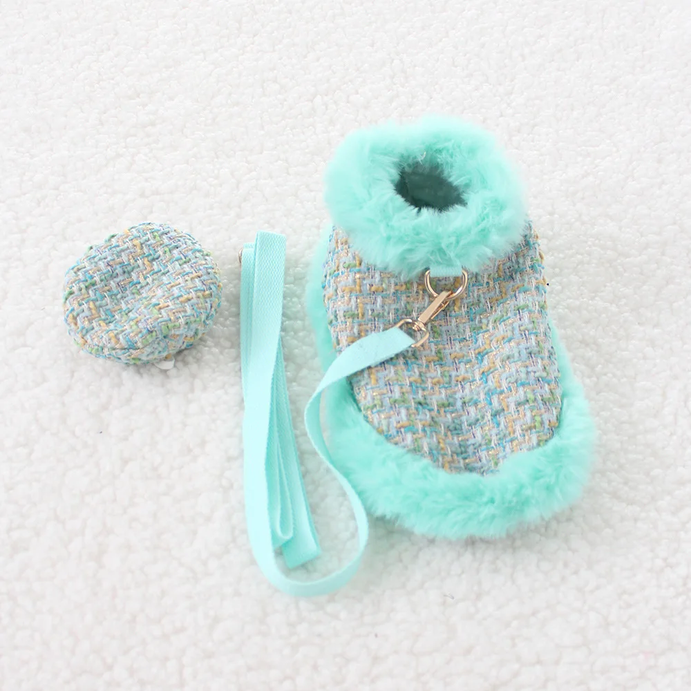 Klassische Hunde-Winterkleidung, Hundegeschirr-Outfit für Mädchen, duftender Umhang, Prinzessin, Welpen, Katzen, Brust- und Rückentraktion für kleine Hunde – Detail 14