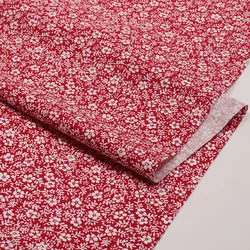 Red Series Cotton Twill Printed Fabric - Premium Quality for Handmade DIY Projects (Little red flower)