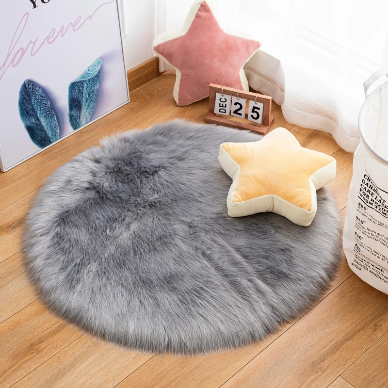 

446 Bedroom Carpet For Children's Room Cute Girls Floor Soft Mat Living Room Decoration White Fluffy Large Kids Bedside Ru