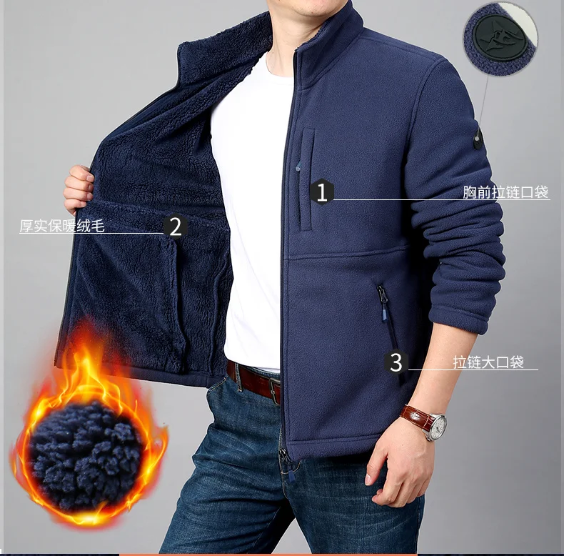 Description Picture 4 of item6XL Big Size Mens Winter Padded Fleece Jacket Outdoor Thick Plush Windproof Warm Tactical Polar Fleece Hiking Safari Cargo Coats