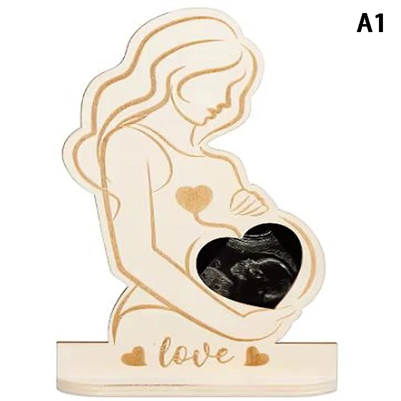 Wooden Woman Baby Ultrasound Photo Frame Sonogram Picture Frame Pregnancy Gift Baby Keepsake For Couples New Moms Father 1Pc photo frame wood canvas frame wood photo frame wood frame wood picture frame