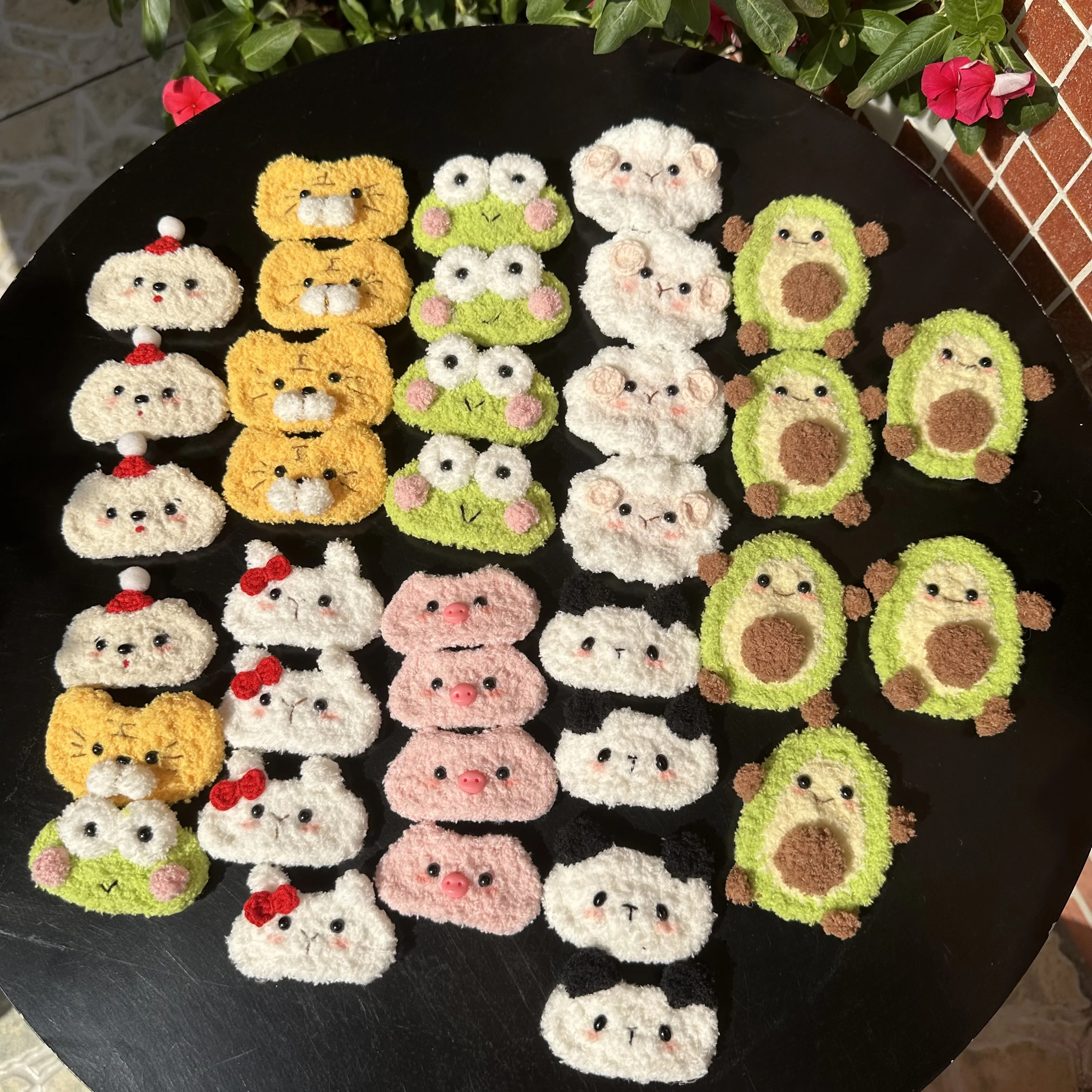 5개 수제 코바늘 호랑이 양 돼지 귀여운 동물 모양 울 털이 복슬복슬한 BB핀 헤어핀 귀여운 소녀 앞머리핀 뒷머리 장식