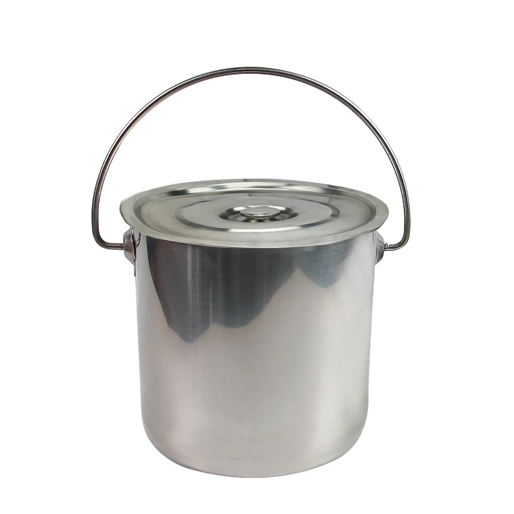 6L/12L/20L Bucket with Lid & Handle Water Storage Pail Metal Milking Bucket Stainless Steel Extra Thick 6