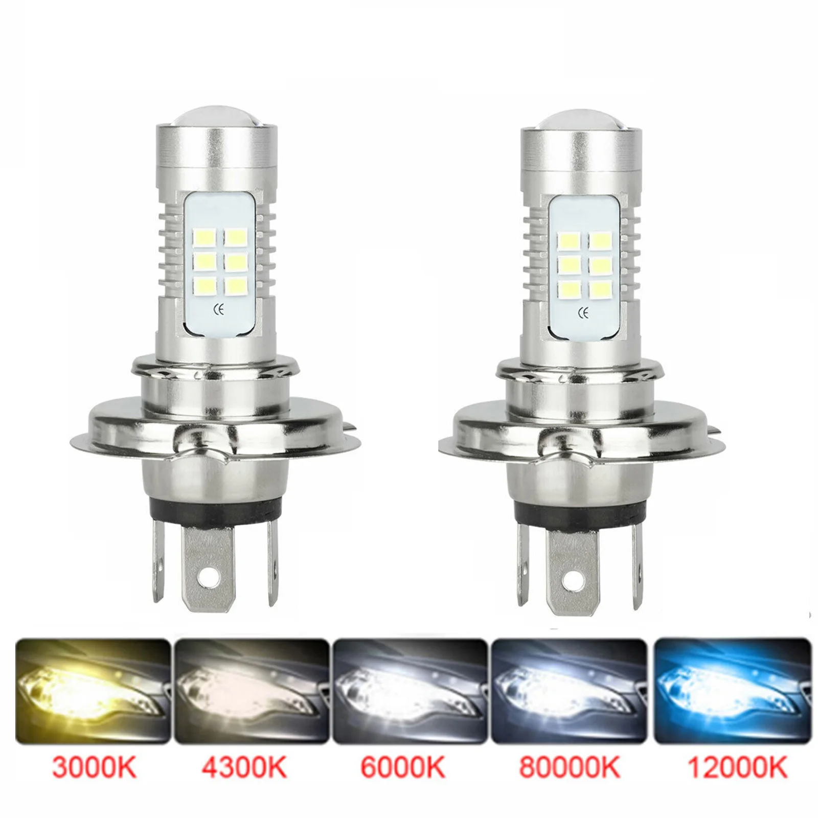 2xH4H7H11SuperBrightWhiteDRLLEDHeadlightBulbKitHighBeam