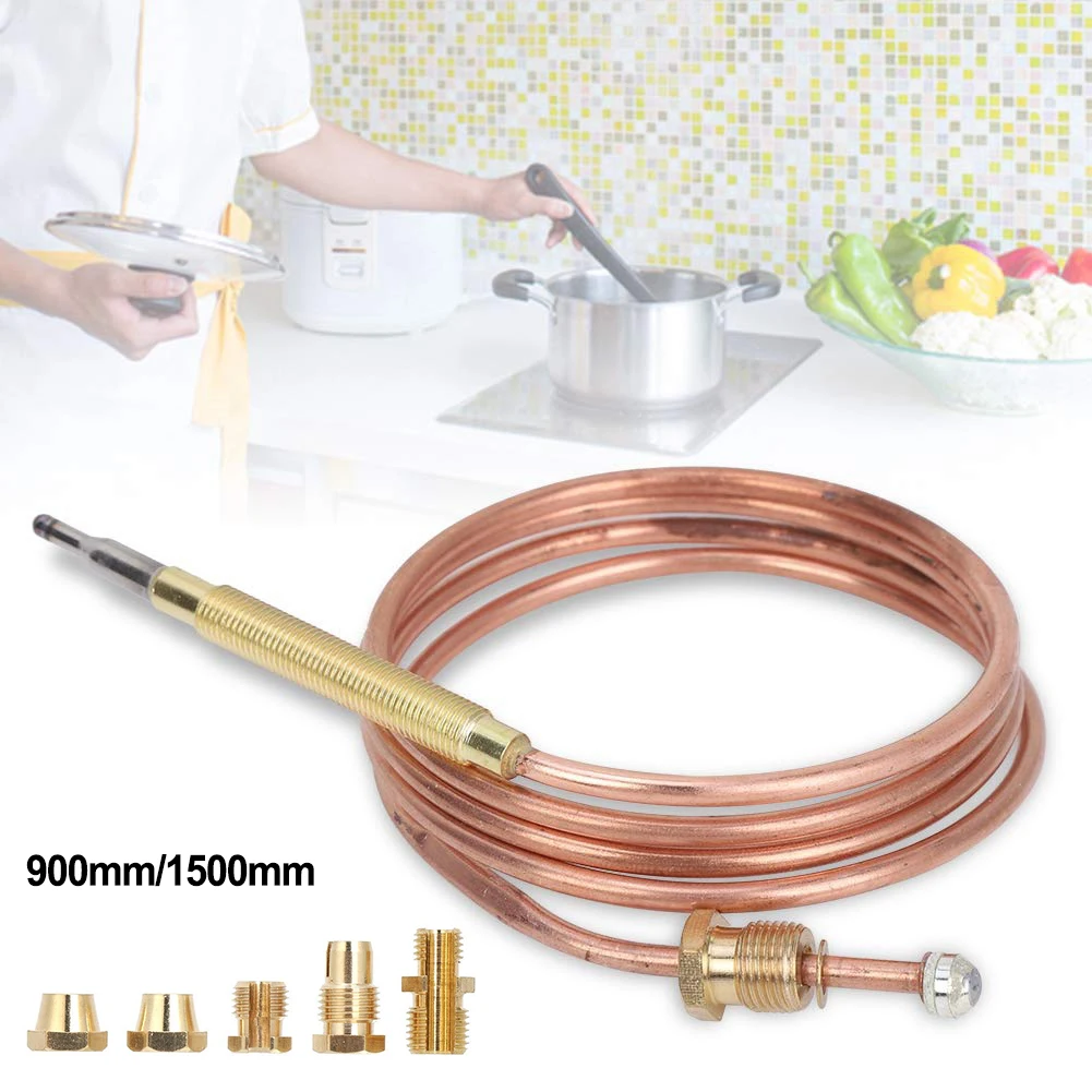 Burner Thermocouple Universal Kit 900mm 1500mm Gas Oven Range Fryer Temperature Probe Thermocouple Valve With 5 Nuts gas thermocouple valve