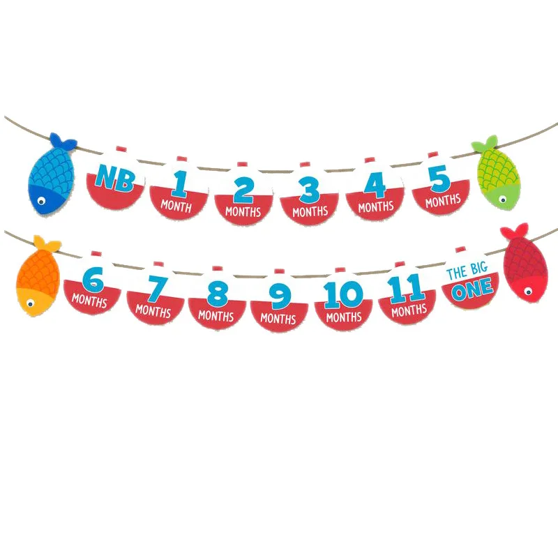 Cute Little Fish Theme Party Happy Birthday Flag Banner Birthday Gift Party  Welcome Baby Party Ceiling Small Fish Spiral Pendan - AliExpress