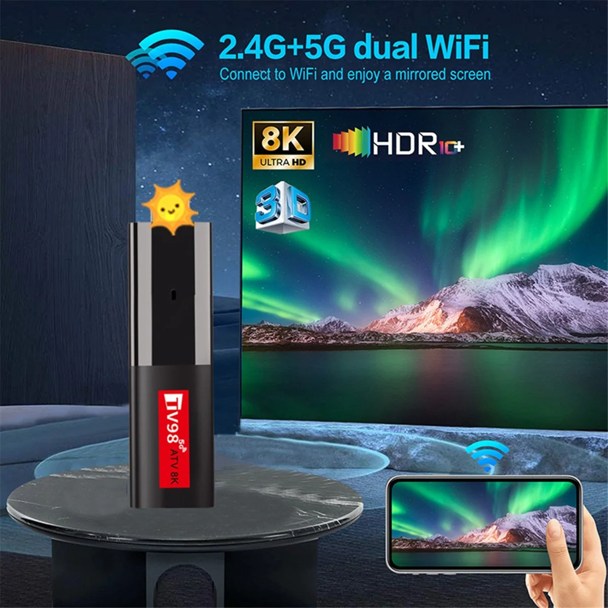 ABNP Android14 ATV Smart Allwinner H618 Support 8K Video 2.4/5G Wifi6 Voice Remote Mini TV Box Portable Player