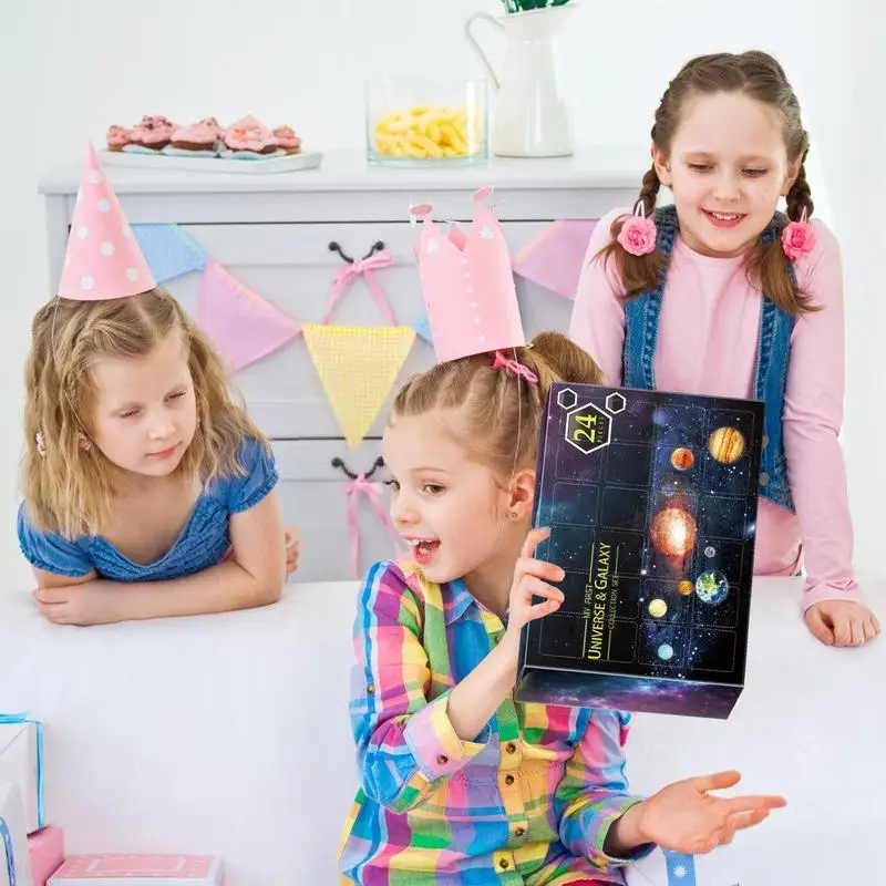 Christmas Jewelry Calendars Planet Jewelry Kit Universe Planet Collection Kit 24 Days Earrings Necklace Countdown Calendar