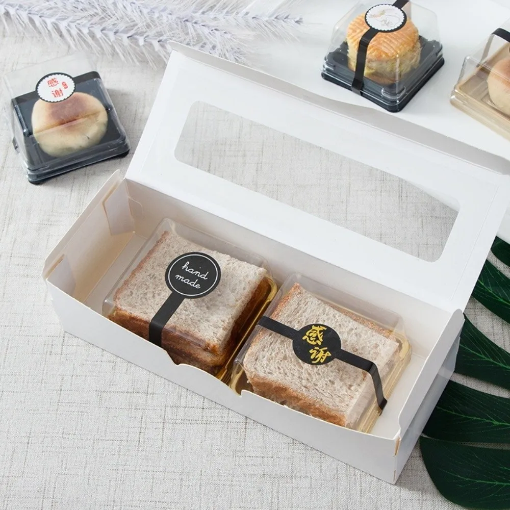 50Pcs Moon Cake Boxes, Square Plastic Cupcake and Muffin Containers, Transparent Pastry... - SKU PCB01628 - UGI Packaging