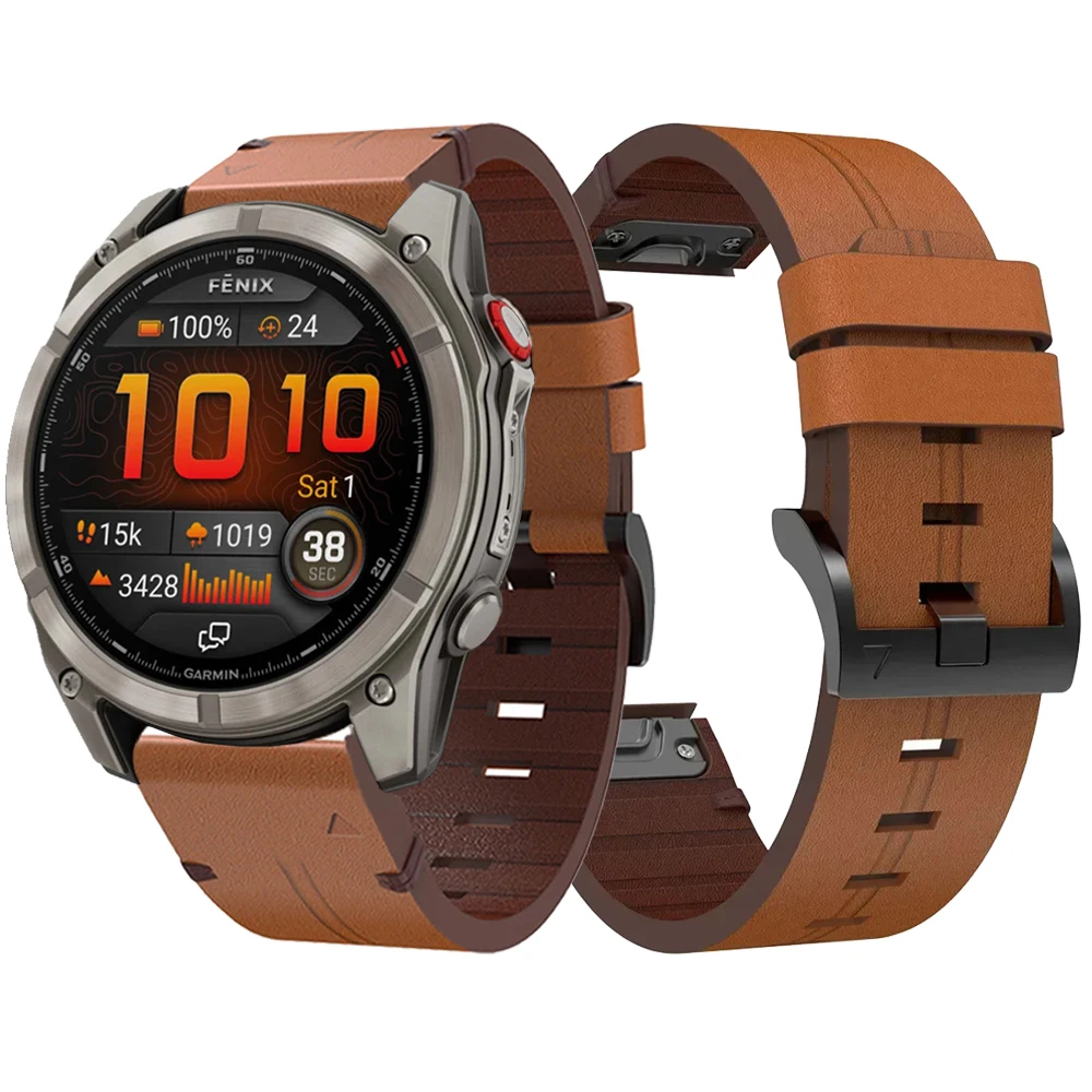 Premium Leather QuickFit Strap, 22mm/26mm, Replacement Wristband Bracelet