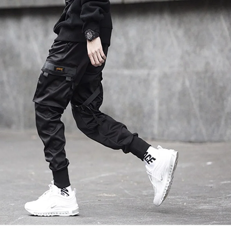 남성 Techwear 바지 코튼 스트리트웨어 블랙 카고 바지 청소년 하렘 바지 Joggong Sportswear Trendy Jogger 2024 Z1