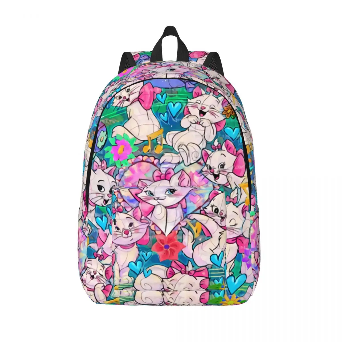

Custom Disney Manga Anime Canvas Backpack for Boys Girls Marie Cat College School Travel Bags Bookbag Fits 15 Inch Laptop