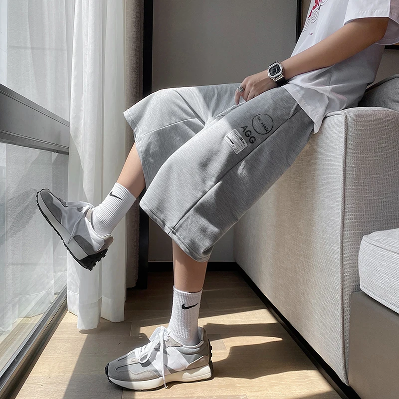 Summer Casual Shorts Men Calf Length Breathable Punk Shorts Comfortable Fitness Basketball Sports Short Pants Male Ins Bermudas