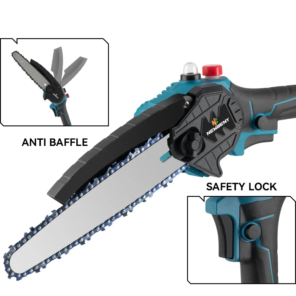 NEWBENY 8 Inch Brushless Electric Saw With Oiler Cordless Woodworking Garden Pruning Saw Power Tools For Makita 18V Battery 5
