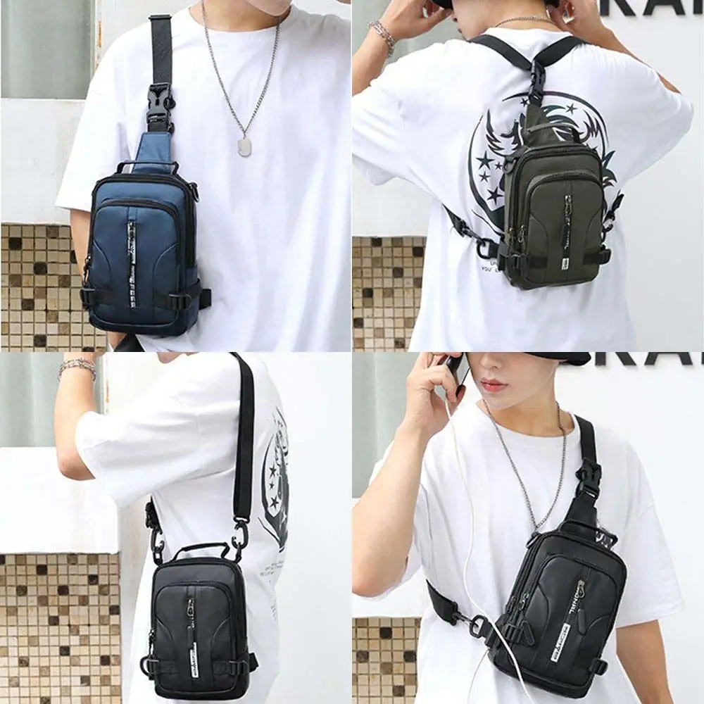 Water Proof USB Charging Port Rucksack Pack Nylon Crossbody Bag Messenger Chest Bag Men Small Backpack Travel Shoulder Bag