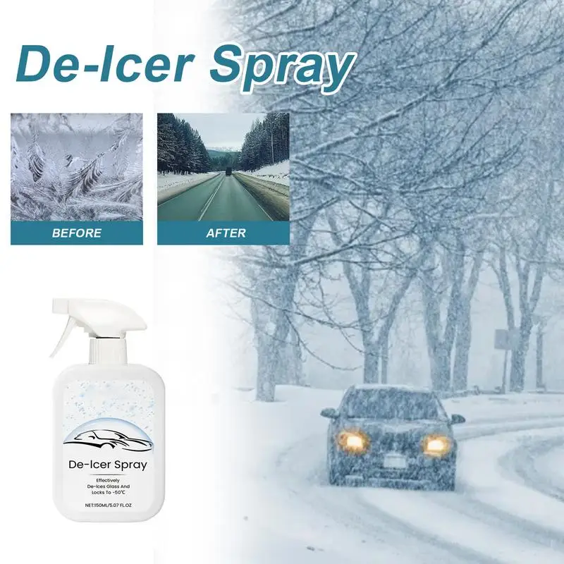 Windshield Deicer Spray Ice Melt Spray Agent Window Defroster 150ml Windshield Glass Defroster Snow Melting And Deicing Agent