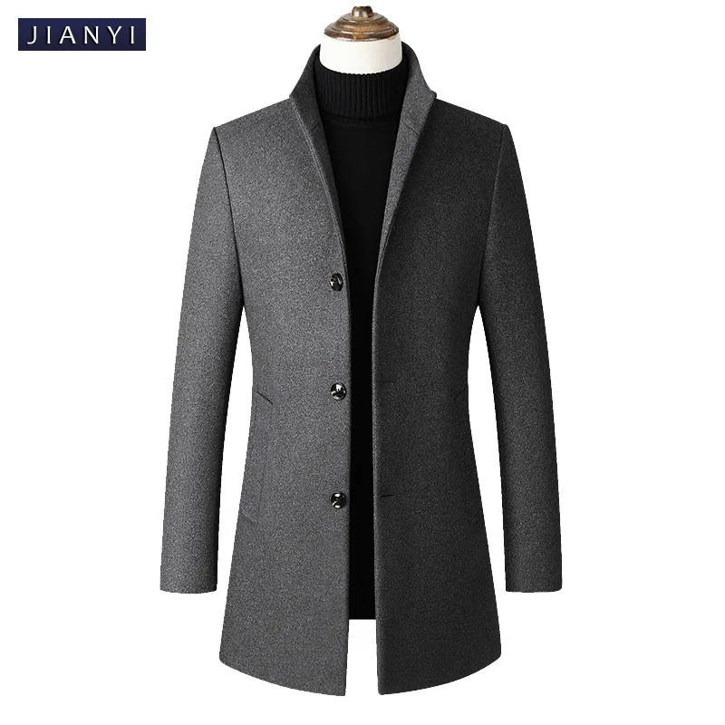 

New for Fall/Winter 2022 mid-length single-breasted stand-up collar wool tweed coat, men's trench coat, men's jacket
