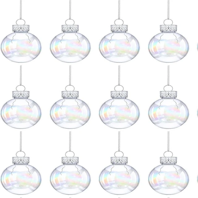 12Pcs Clear Plastic Ornament Balls, 2.36in/ 6cm Clear Fillable Ornaments  Balls, Clear Christmas Balls Craft Plastic Ball Ornament for Christmas