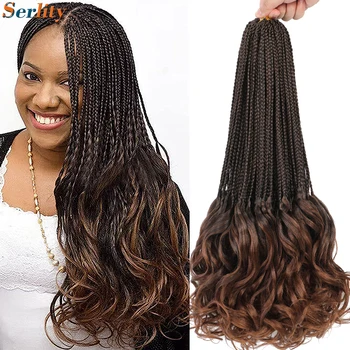 14 18 Inch French Curl Goddess Braids Crochet Hair Soft Synthetic Box Braids Loose Wave French Curls Braiding Hair Pre Stretched 1