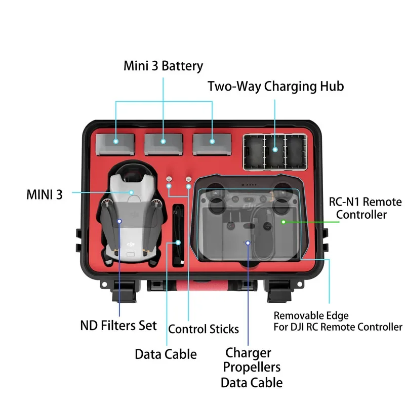Hard Carrying Case Waterproof Box Travel Portable Suitcase for DJI Air 3/Air 2/2S/Mini 3/3 Pro/Mini 2/2 SE/4K Drone Accessories
