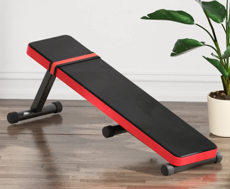 Indoor Home Use Bodybuilding Fitness Equipment Steel Barbell and Flat Bench for Sit-Up Training Metal Material