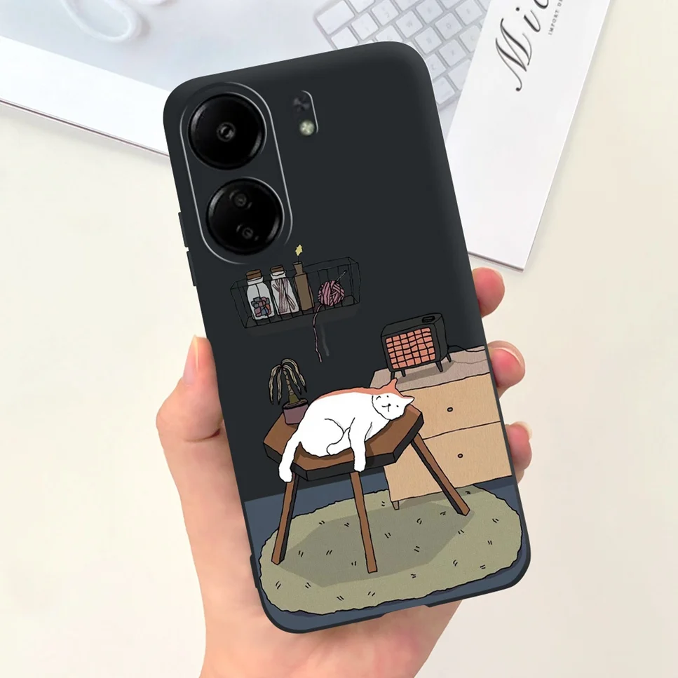 For Xiaomi POCO C65 Case Cute Cartoon Cat Painted TPU Silicone Back Cover For Xioami POCO C65 POCOC65 C 65 6.74 Phone Case Funda