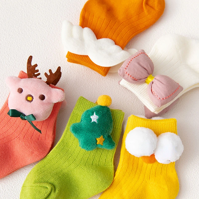 Chaussettes coréennes pour enfants, mignon, dessin animé, tube moyen, pour bébés garçons et filles