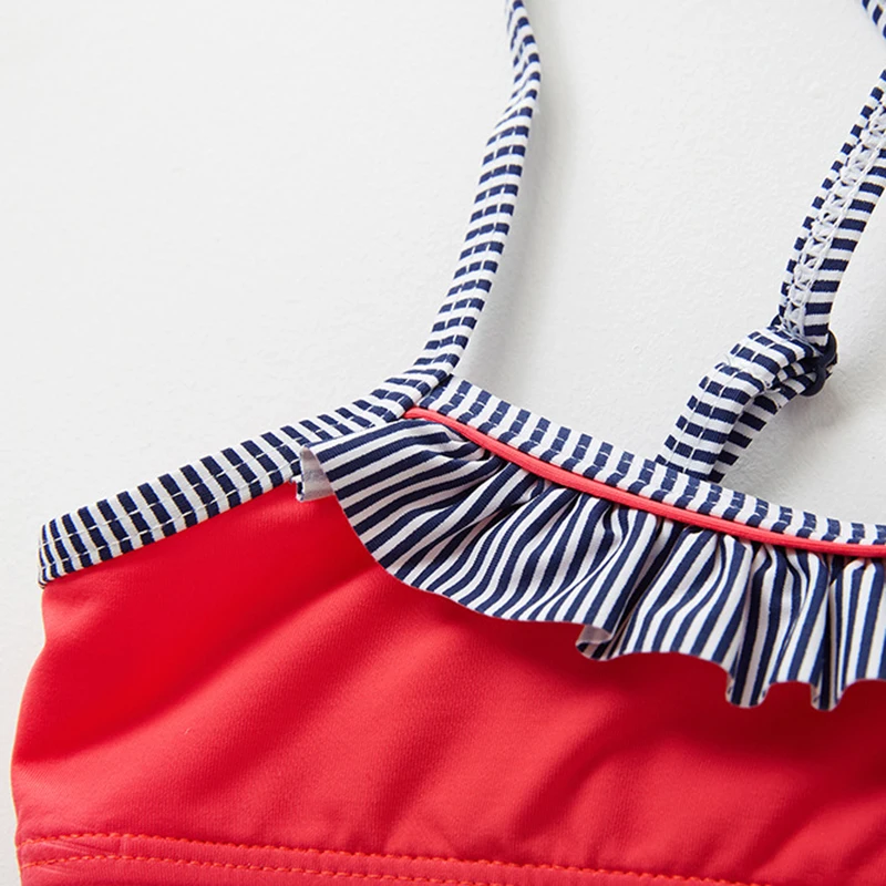 Sexy Bikini Set Children Two Piece Swimsuit for Kids Swimwear Top Shorts Bowknot Baby Girls Quick Dry Striped