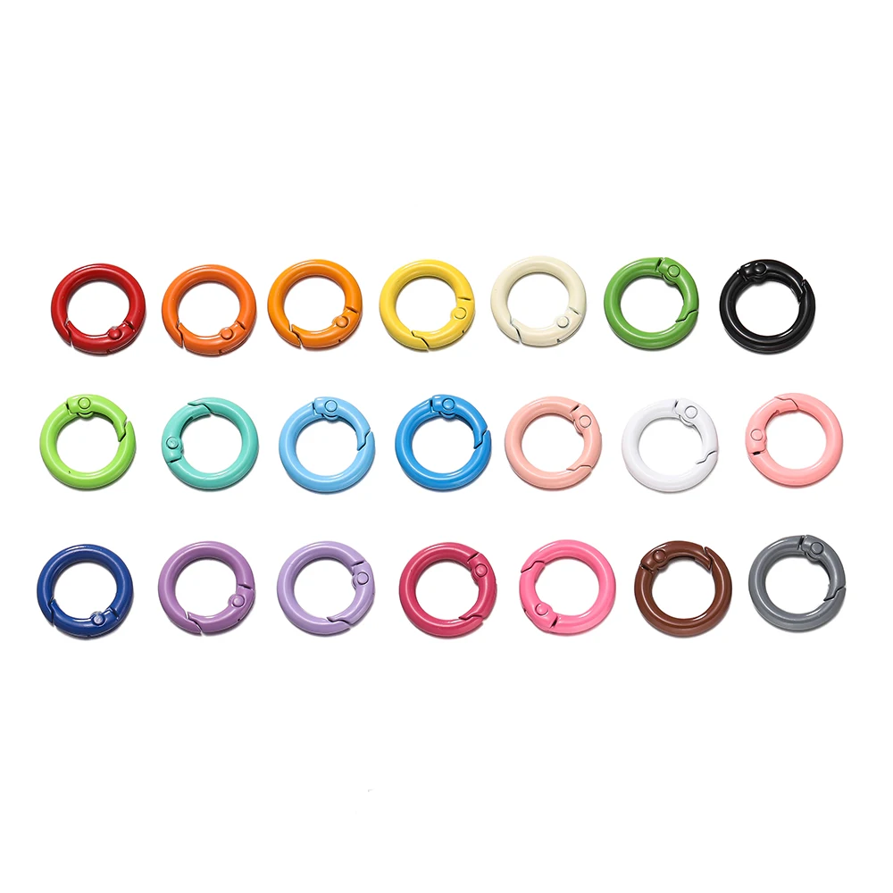 Colorful O Ring Spring Clasp Carabiner Keychain Clips - Pack of 5