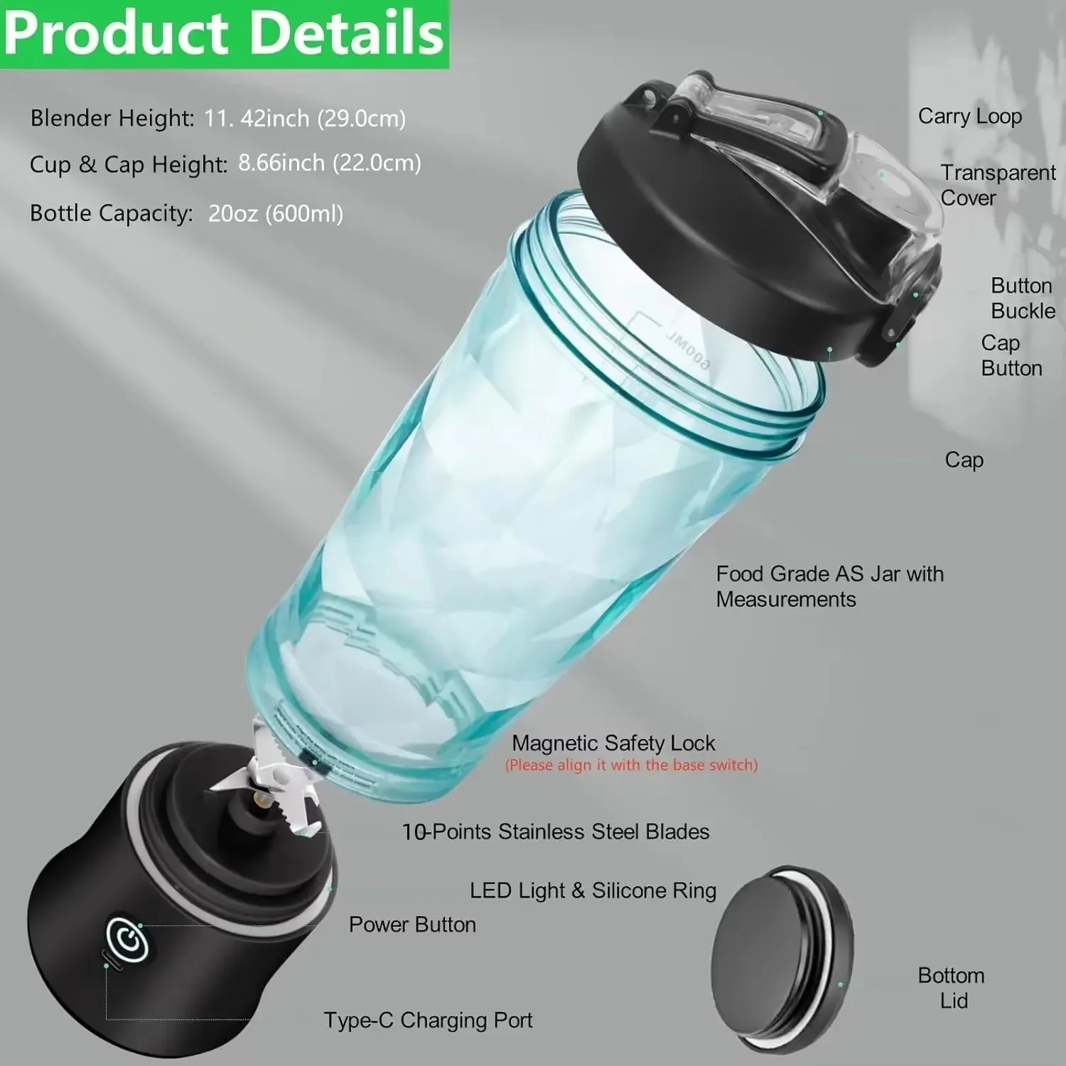 600ml Electric Fruit Juicer Blender Juice Mixer Mini USB Rechargable 6 Blade Juice Cup Juicer Portable Blender Juicer Machine 4