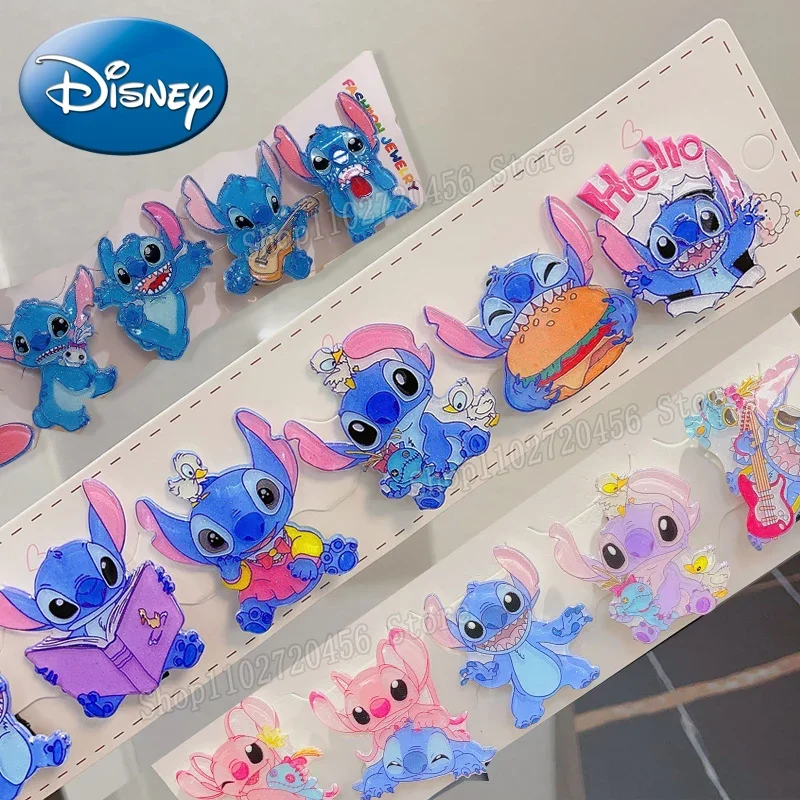 Disney Lilo & Stitch Acrylic Toy Hairpin Cartoon Card Children\'s Hair Accessories Bangs Crushed Side Hair Clip Girls Gift
