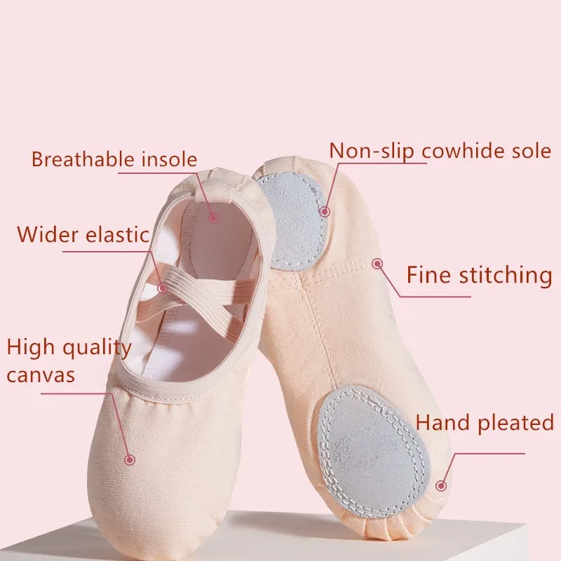 Ballet Shoes For Girls Canvas Flat Ballet Dancing Slippers Ballerina Practice Shoes For Women Children Soft Sole Dance Shoes 6