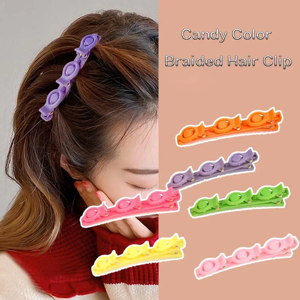 

Elegant Candy Color Hair Hairstyle Tool Japanese Sweet Kawaii Braided Hair Clip Girls Hairpin Korean Style Bangs Clip Headwear