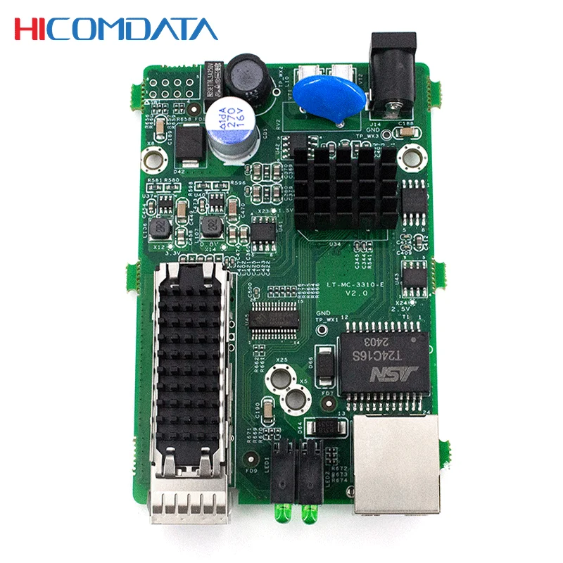 HICOMDATA Fiber Optic Media Converter 10gb 20km Transceiver Optical Sfp Fibre Converter PCBA